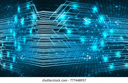 binary circuit board future technology, blue cyber security concept background, abstract hi speed digital internet.motion move blur. pixel vector
