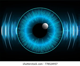 binary circuit board future technology. Blue Circle eye cyber security concept background. Abstract hi speed digital internet. vector