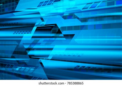 binary circuit board future technology, blue cyber security concept background, abstract hi speed digital internet.motion move blur. pixel vector