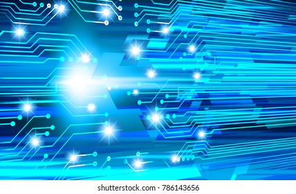 binary circuit board future technology, blue cyber security concept background, abstract hi speed digital internet.motion move blur. pixel vector