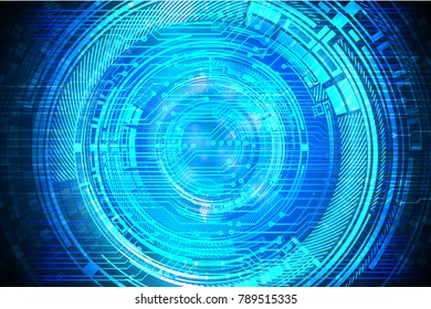 binary circuit board future technology, blue eye cyber security concept background, abstract hi speed digital internet.motion move blur. pixel vector