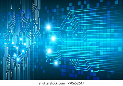 binary circuit board future technology, blue cyber security concept background, abstract hi speed digital internet.motion move blur. pixel vector