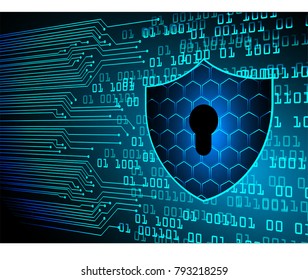 Binary circuit board future technology, blue cyber security concept background, abstract hi speed digital internet. Motion move blur.