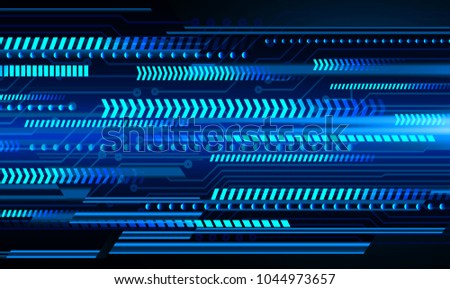 binary circuit board future technology, blue cyber security concept background, abstract hi speed digital internet.motion move blur. arrow pixel vector
