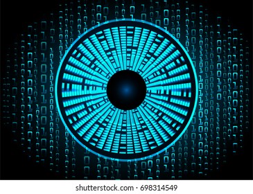 binary circuit future technology, blue eye cyber security concept background, abstract hi speed digital internet.motion move blur. pixel.