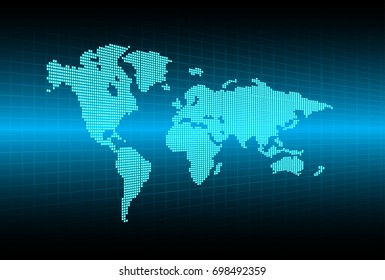 binary circuit future technology, blue cyber security concept background, abstract hi speed digital internet.motion move blur. pixel. world map