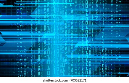 binary circuit future technology, blue cyber security concept background, abstract hi speed digital internet.motion move blur. pixel, vector