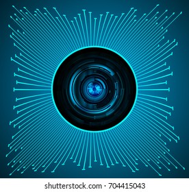 binary circuit future technology, blue eye cyber security concept background, abstract hi speed digital internet. vector