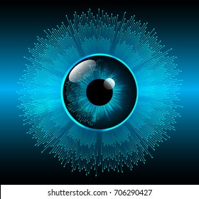 binary circuit future technology, blue eye cyber security concept background, abstract hi speed digital internet.motion move blur. pixel. vector