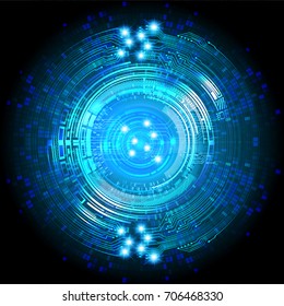 binary circuit future technology, blue eye cyber security concept background, abstract hi speed digital internet.motion move blur. pixel. vector