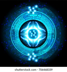 binary circuit future technology, blue eye cyber security concept background, abstract hi speed digital internet.motion move blur. pixel. vector