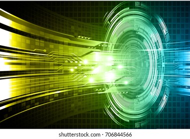 binary circuit future technology, blue green yellow cyber security concept background, abstract hi speed digital internet.motion move blur. pixel. vector