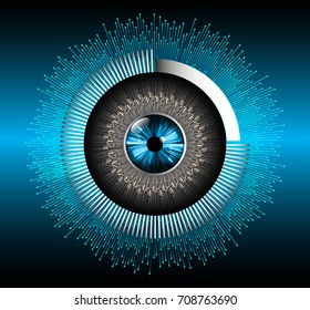 binary circuit future technology, blue eye cyber security concept background, abstract hi speed digital internet.motion move blur. pixel