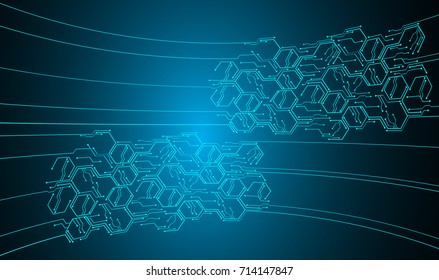 binary circuit future technology, blue cyber security concept background, abstract hi speed digital internet.motion move blur. pixel vector