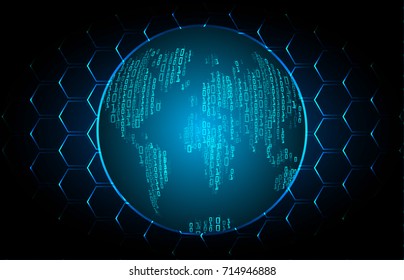 binary circuit future technology, blue world cyber security concept background, abstract hi speed digital internet.motion move blur. pixel vector