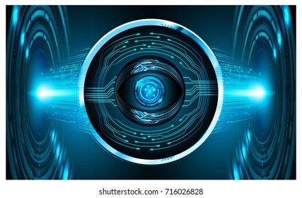 binary circuit future technology, blue eye cyber security concept background, abstract hi speed digital internet.motion move blur. eyeball pixel secure vector
