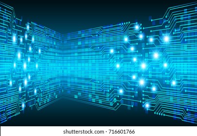binary circuit future technology, blue cyber security concept background, abstract hi speed digital internet.motion move blur. pixel vector