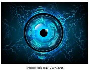 binary circuit future technology, blue eye cyber security concept background, abstract hi speed digital internet.motion move blur. pixel vector bolt, thunderbolt, shaft