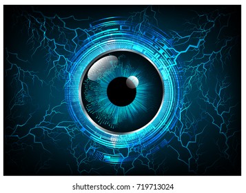 binary circuit future technology, blue eye cyber security concept background, abstract hi speed digital internet.motion move blur. pixel vector bolt, thunderbolt, shaft
