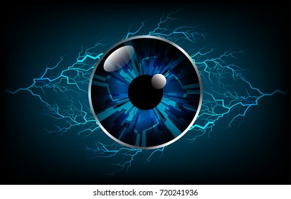 binary circuit future technology, blue eye cyber security concept background, abstract hi speed digital internet.motion move blur. pixel vector bolt, thunderbolt, shaft