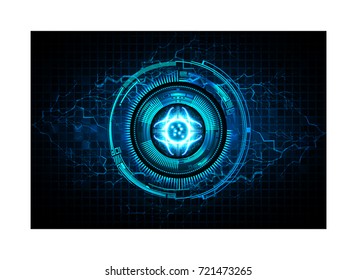 binary circuit future technology, blue eye cyber security concept background, abstract hi speed digital internet.motion move blur. pixel vector bolt, thunderbolt, shaft