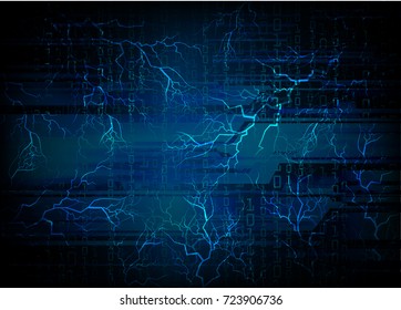 binary circuit future technology, blue cyber security concept background, abstract hi speed digital internet.motion move blur. pixel vector bolt, thunderbolt, shaft