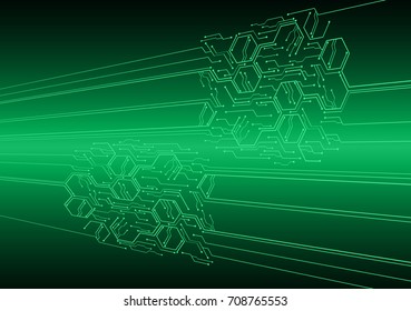 binary circuit future technology, green cyber security concept background, abstract hi speed digital internet.motion move blur. pixel vector