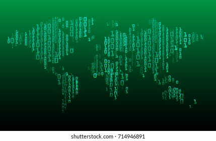 binary circuit future technology, green world cyber security concept background, abstract hi speed digital internet.motion move blur. pixel vector