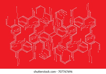 binary circuit future technology, red cyber security concept background, abstract hi speed digital internet.motion move blur. pixel. vector