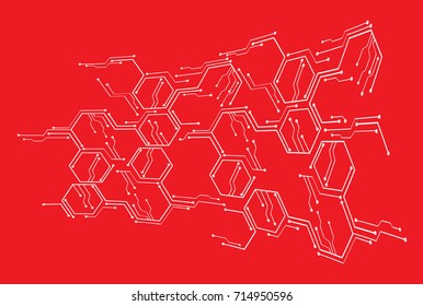 binary circuit future technology, Red cyber security concept background, abstract hi speed digital internet.motion move blur. pixel vector