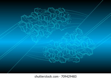 binary circuit future technology,blue cyber security concept background, abstract hi speed digital internet.motion move blur. pixel vector