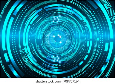 binary circuit future technology,blue cyber eye security concept background, abstract hi speed digital internet.motion move blur. pixel vector