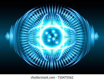 binary circuit future technology,blue cyber eye security concept background, abstract hi speed digital internet.motion move blur. pixel vector