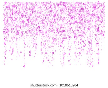 Binary circuit stream matrix texture, vector. Futuristic computer reality neon background. Cyber security global virus attack big data programming. Hacker or coding concept, binary circuit stream.