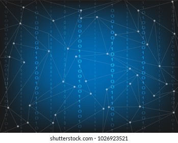 Binary circuit vector illustrations. Technology cyber security code digital concept. black blue background 