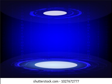 Binary circuit vector illustrations. Technology cyber security code digital upload download concept. black blue background
