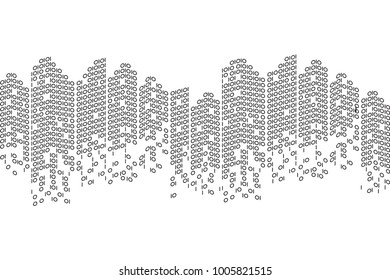 Binary city skyline background in black color. Modern and beautiful city view