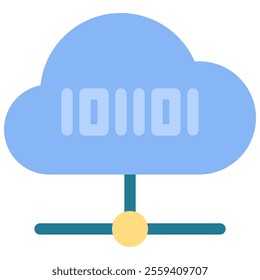 binary cloud icon with flat style