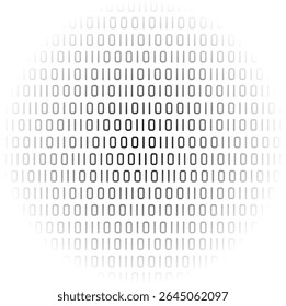Binary code abstract pattern background with radial gradient fill and transparent backdrop
