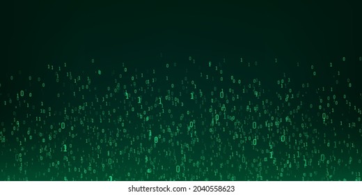 Binary code background. Digital data stream in green colors. Matrix. Vector illustration 