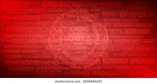 Binary code background with a futuristic technical circle