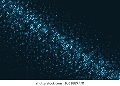 Binary code background. Graphic concept with glowing elements on dark background for your design