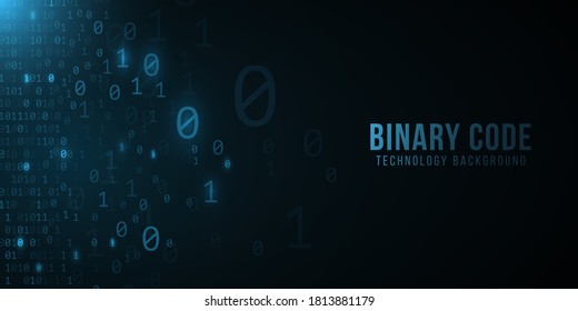 Binary code background. Hi-tech modern design. Programming banner. World network. Technology template. Vector illustration. EPS 10.