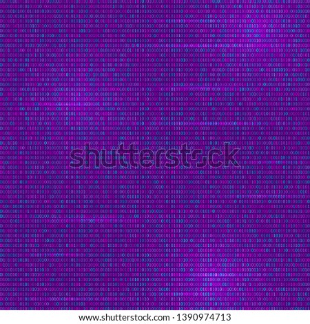 Binary code background. Programming code. Dark net or big data theme. Bright neon colors matrix backdrop vector illustration. Digital web technology. Easy to edit template for your design projects.