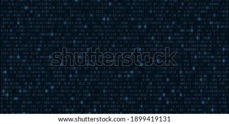 Binary code background. Software programming. Glowing numbers. Digital data. Technological concept. Vector illustration. EPS 10