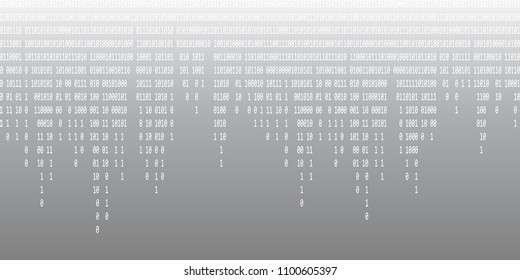 Binary code background. Streaming binary code background. Digital technology wallpaper. Cyber data, decryption and encryption. Hacker background concept. Vector illustration