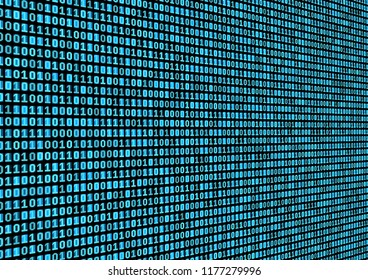 Binary code background. Technology concept. 3d backdrop with numbers. Running process of the program. Vector