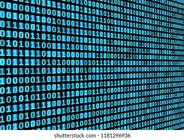 Binary code background. Technology concept. 3d backdrop with numbers. Running process of the program. Vector