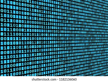 Binary code background. Technology concept. 3d backdrop with numbers. Running process of the program. Vector