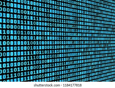 Binary code background. Technology concept. 3d backdrop with numbers. Running process of the program. Vector